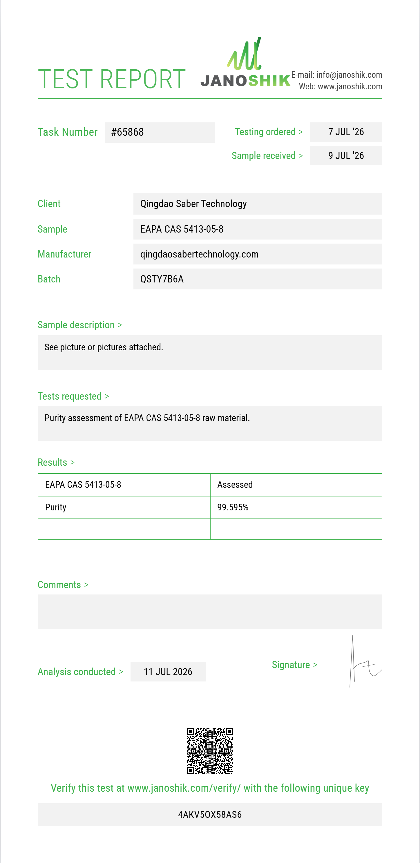 EAPA (ethyl alpha-phenylacetoacetate / ethyl 3-oxo-2-phenylbutanoate) CAS 5413-05-8 Purity (HPLC) report by Janoshik Analytical